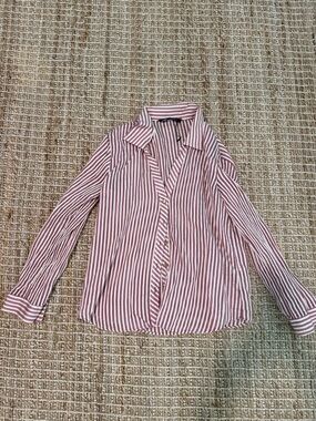 Zara-Striped Button-Up Shirt in Pink and White